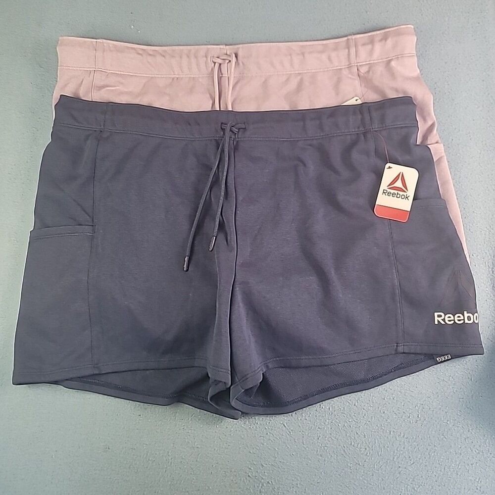 Reebok Women's Blue Indigo and Lavender Frost Pockets Relaxed Shorts size 3XL